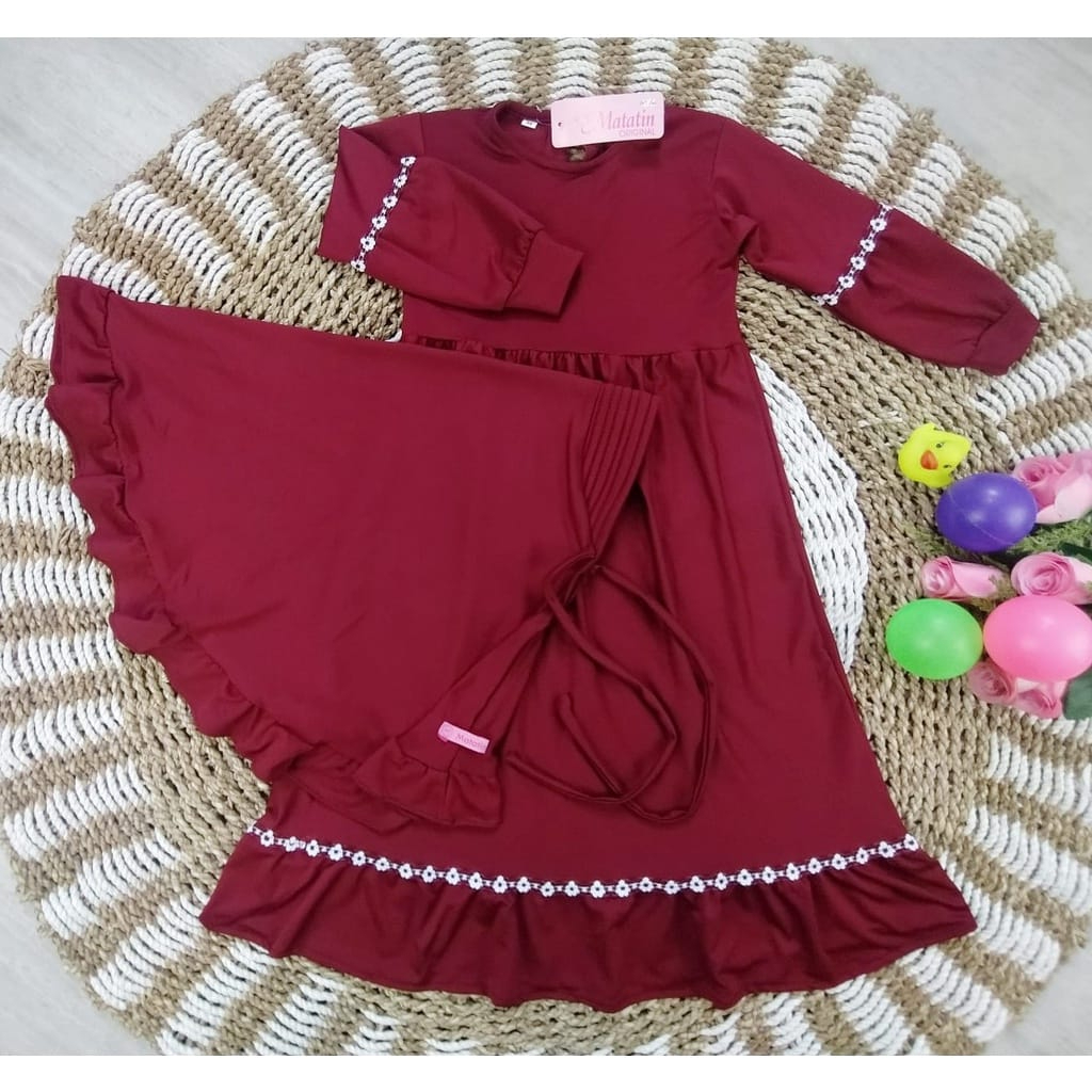 GAMIS ANAK PEREMPUAN bahan crinkle  ISABELLA RENDA CLOVER DRESS BAJU ANAK MUSLIMAH