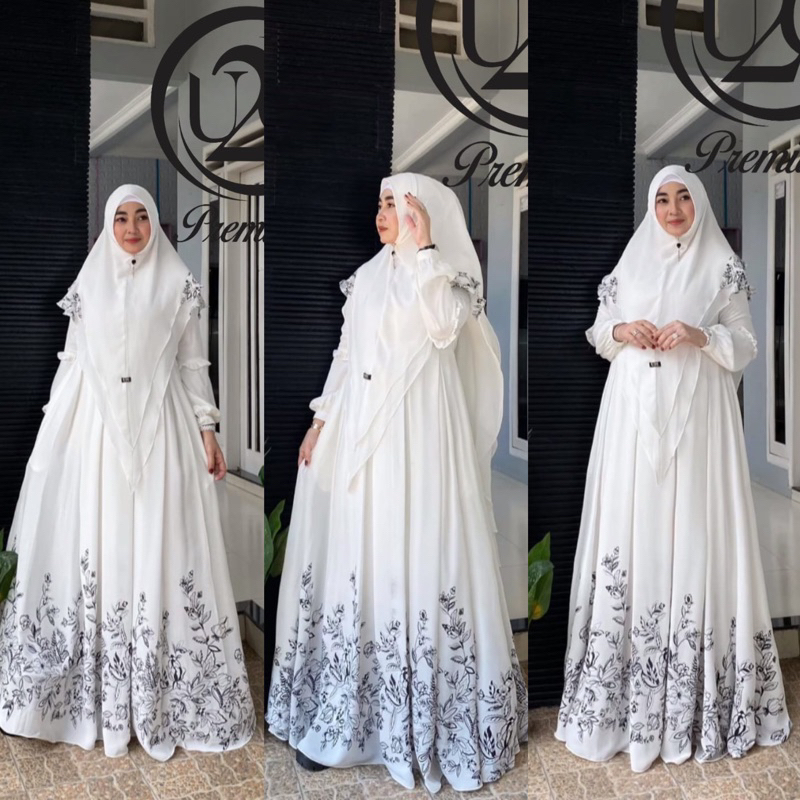 Gamis syari original by butik U2C- gamis syari putih - premium syari marwah u2c- gamis umroh - gamis