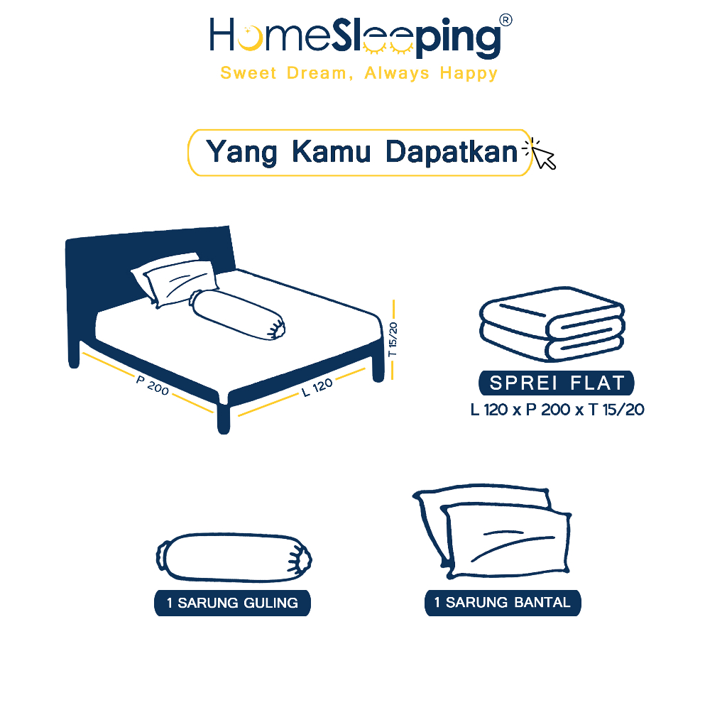 Homesleeping Sprei Polos No 3 120x200X15 CM Double