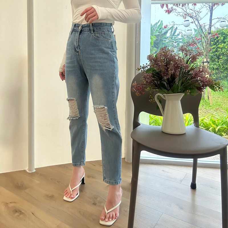 [LUXE.DLABEL] - Jeans 125 | Celana panjang Highwaist wanita Jeans import premium Jeans wanita polos ripped jeans High waist jeans wanita bkk Skinny Jeans High waist Baggy jeans Wideleg Jeans Kulot jeans Boyfriend jeans Wanita Kargo Jeans bangkok