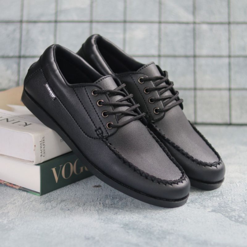 Monza Sepatu Formal Pantofel Pria Hitam Tali Kerja Kantor Kuliah Fashion Original