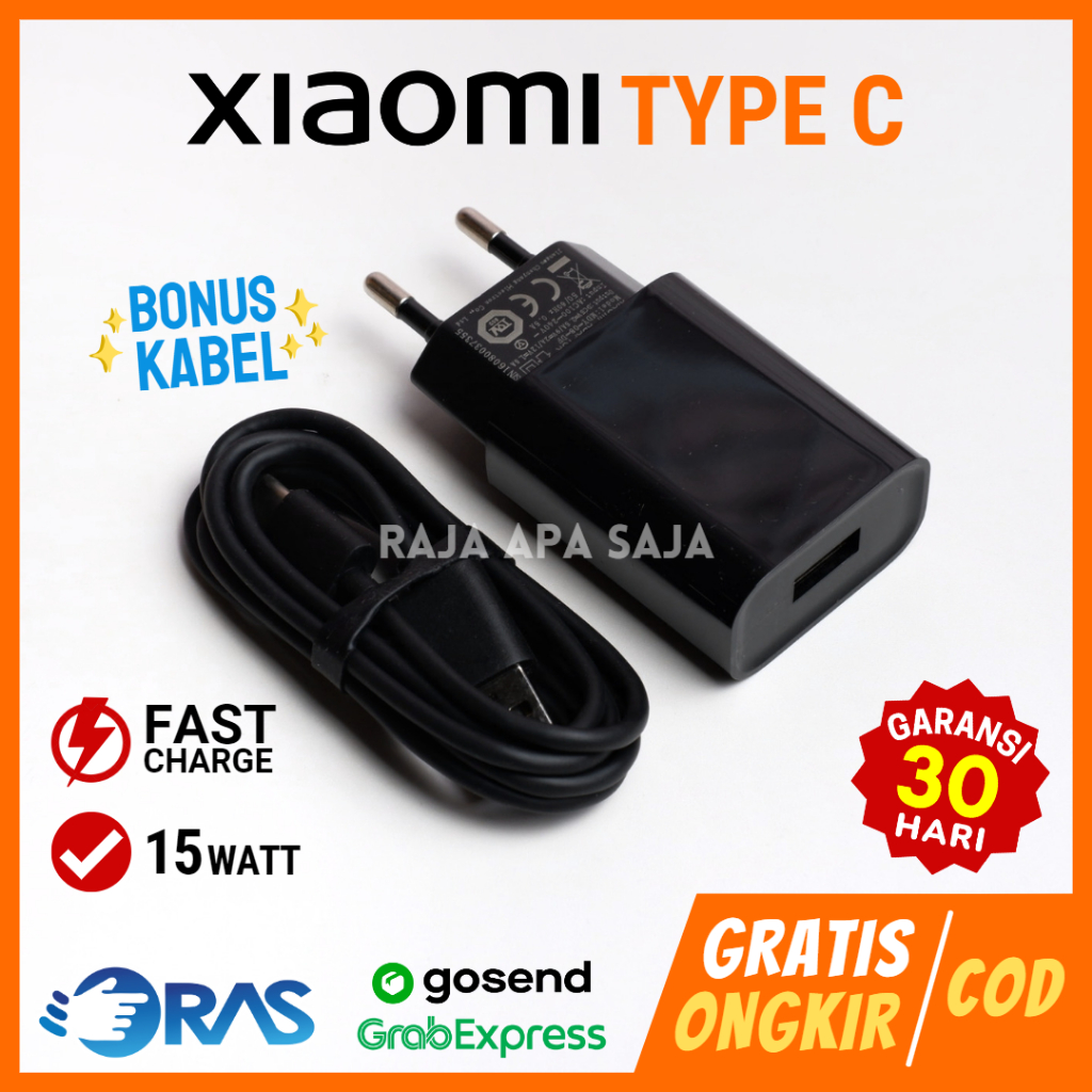Charger Xiaomi Type C 15W 2A Fast Charging Casan Tipe C Tepsi Taepsi Xiomi Redmi Note 9 Pro 10 11 12