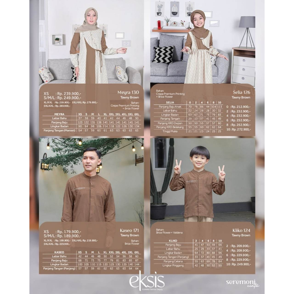 Seply Sarimbit Keluarga  / EKSIS-204 Tawny Brown / Fashion Muslim 2023