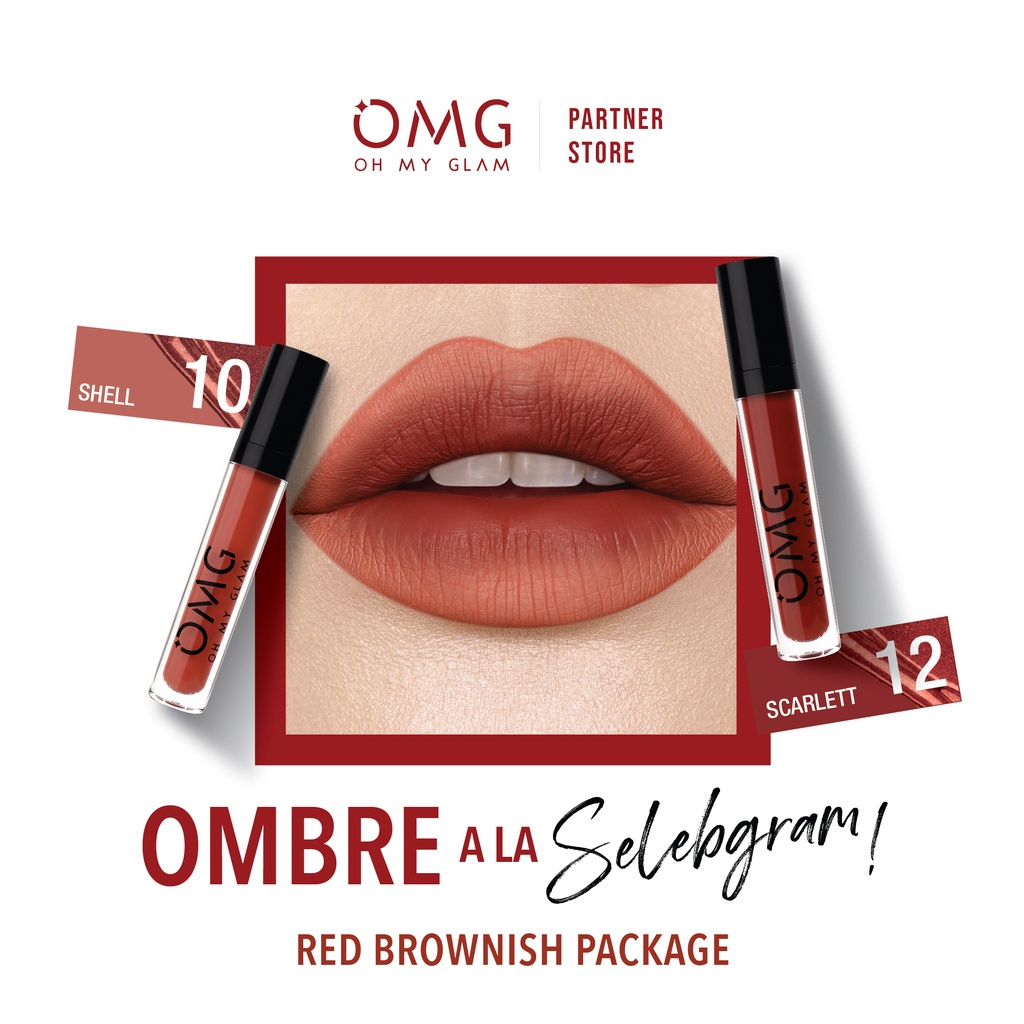 Paket Ombre Lips OMG | Lipcream OMG Ombre Coffee Edition| Lipcream OMG | Ombre OMG Lip Cream | Ombre Lips-Ombre 12+10