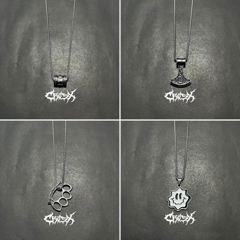 KALUNG CROSS NECKLACE / SMILE NECKLACE / DOLLAR FLOWER VINTAGE CROW HAMMER RUNE LOVE HEART ANGEL PRULARISME SKULL CUBE KALUNG SALIB KALUNG RANTAI HIP HOP CHOKER KALUNG LIONTIN STYLE KOREA CHAIN NECKLACE KALUNG SILVER TITANIUM AESTHETIC KALUNG PRIA WANITA