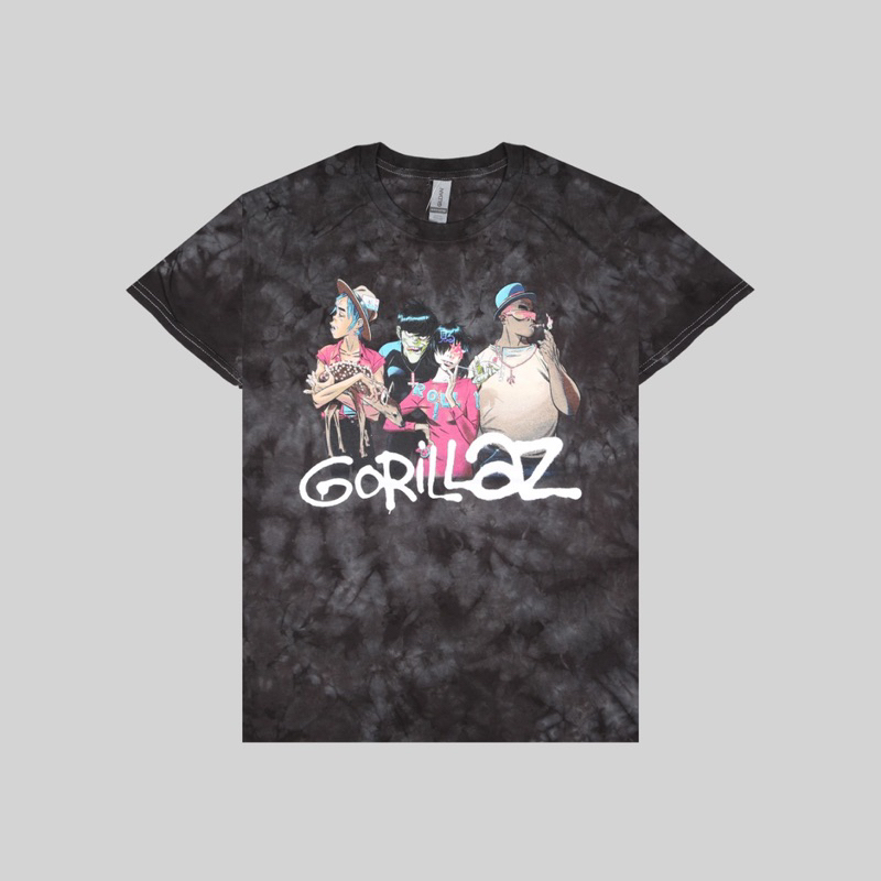 TS GORILLAZ - GROUP TIE DYE BK ( ROCK MERCH )