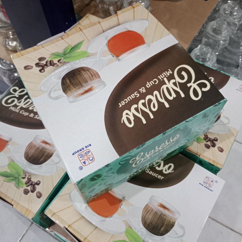 GELAS LEPEK SET EXPRESSO 4 SET BOX GELAS KOPI MINI