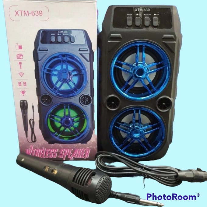 SPEAKER KARAOKE BLUETOOTH XTM 639 - SPEAKER LED GRATIS MIC TERLARIS