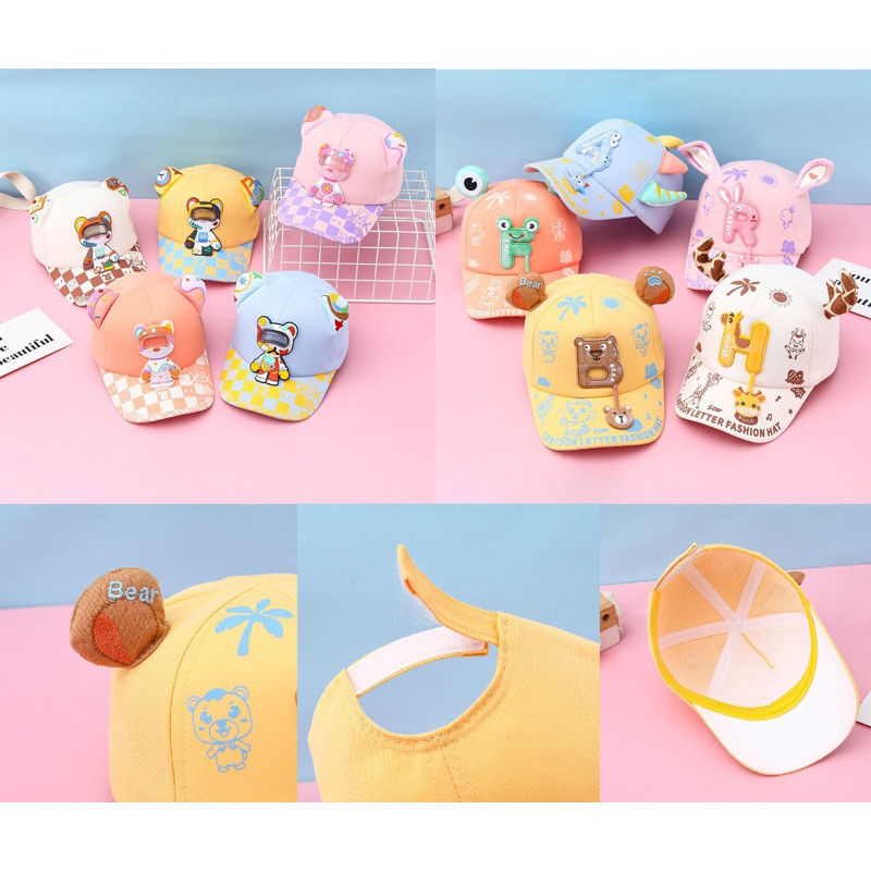 3-8 tahun Topi Baseball Anak Import Model Letter Inisial Colourful Astronot Bear