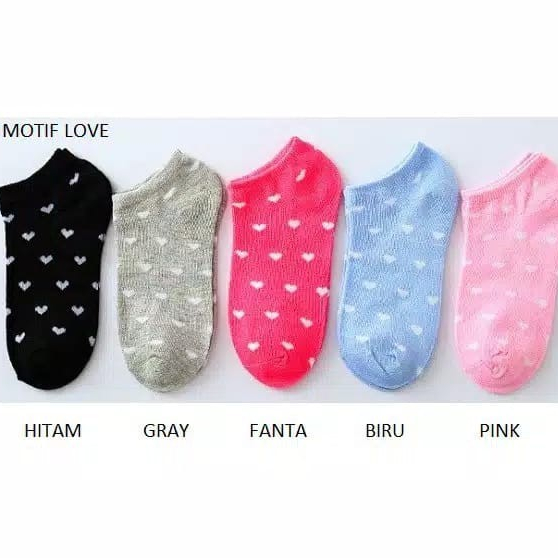 Logo Love Kaos Kaki Wanita Murah Semata Kaki Ankle Socks Nyaman Dipakai Import