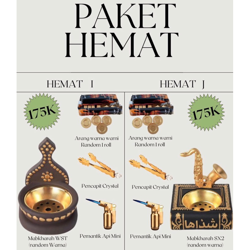 Paket Hemat Mabkharah A,B,C,D,E,F,G,H || tempat dupa buhur bakhur Paket