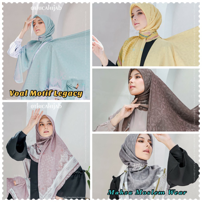 Hijab Segi Empat Voal Motif Legacy Original Ethica - Bahan MVS Ukuran 120x120 cm