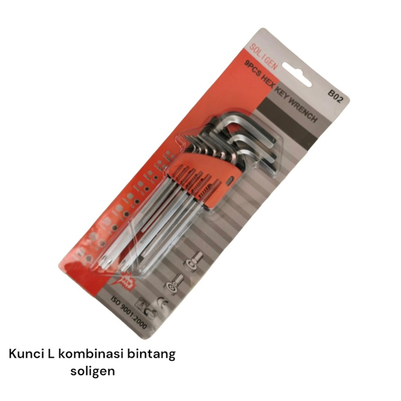 Kunci L bintang kombinasi set 9pcs B02 Soligen