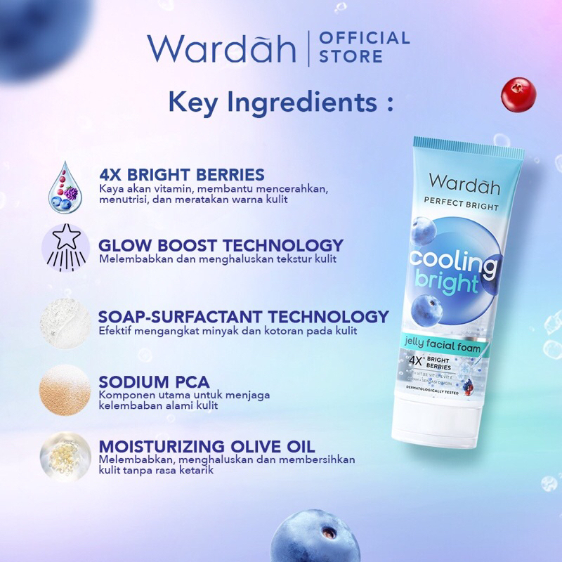 Wardah Perfect Bright Cooling Bright Jelly Facial Foam 4X Bright Berries