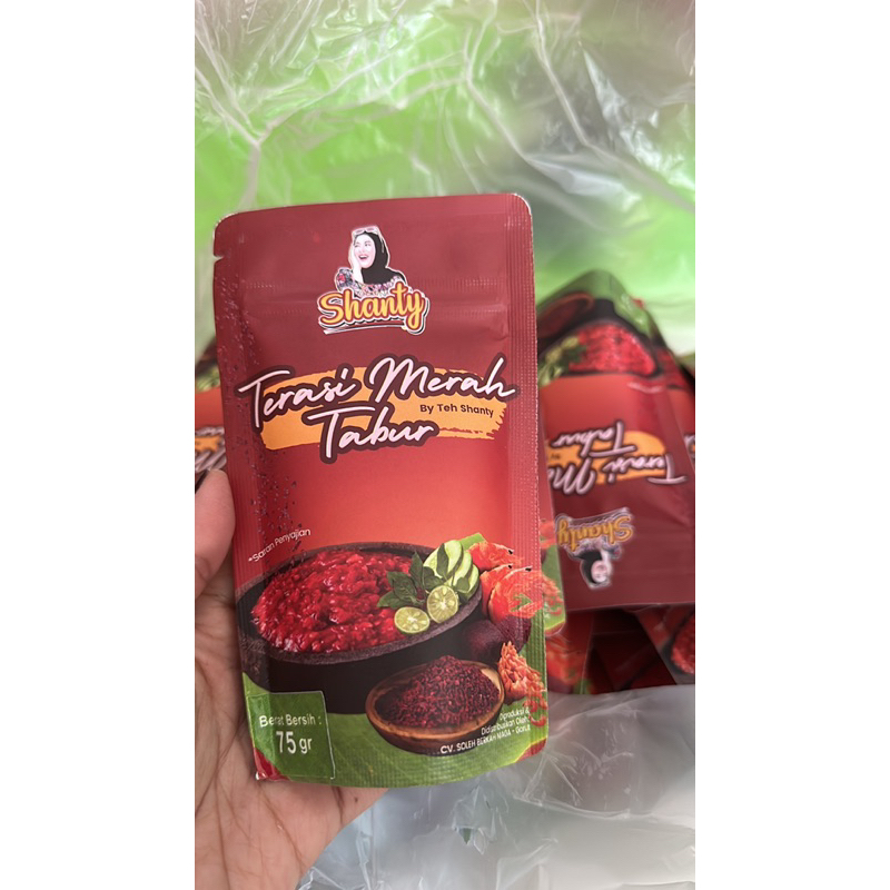 ( READY STOK) ASLI Terasi merah tabur teh shanty / terasi mateng / cabai tabur teh shanty/ cuankie bumbu cikruh