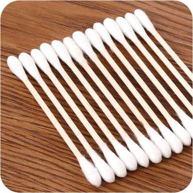 MAANGE0019 Double Head Wood Cotton Buds Cotton Swabs 100pcs Bungkus Kapas Makeup Kepala Ganda Kantong Batang Telinga Kayu Makeup 0019