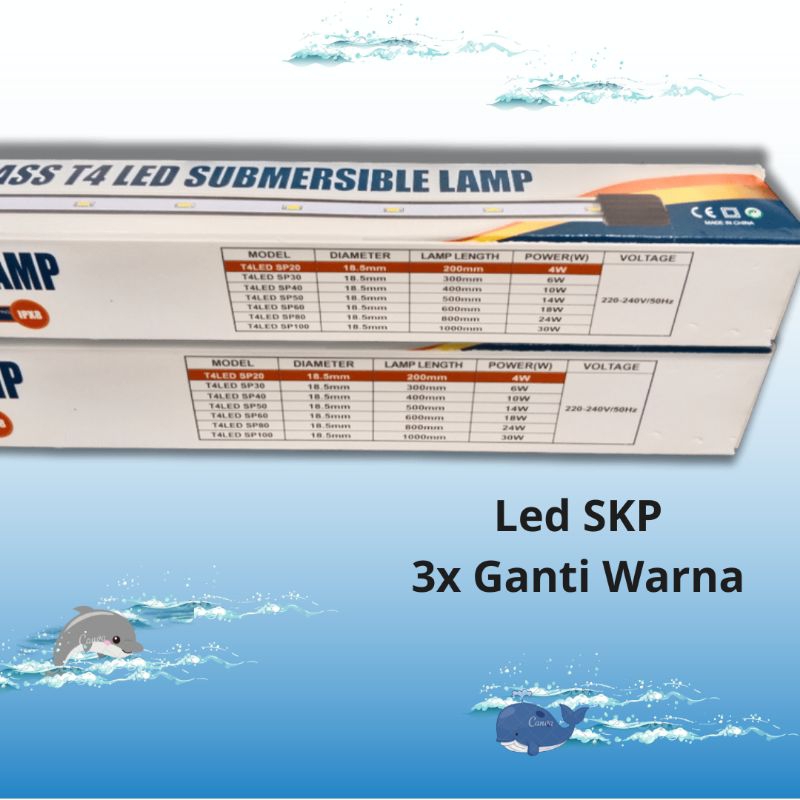 Lampu Celup LED Aquarium SKP T4LED SP 30 3X GANTI WARNA