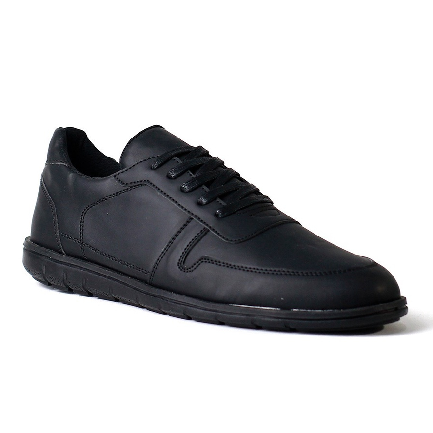 MUGEN BLACK - Sepatu Formal Pria Casual Pantopel Kulit Pantofel Hitam Tali Kerja Kantor Oxford Original