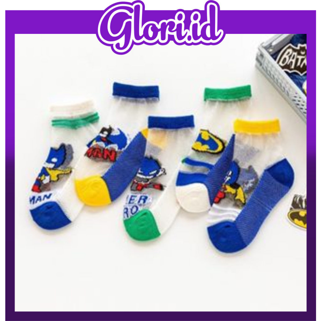 GLORI.ID Kaos Kaki Anak Motif Batman Transparan Kaus Kaki Bayi Lucu kk048