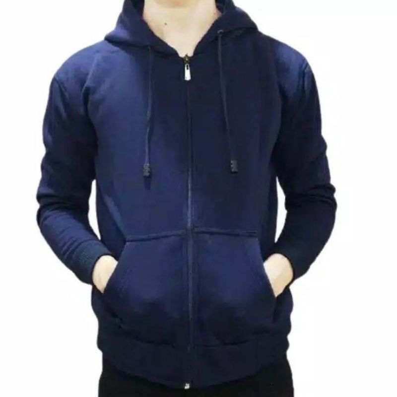 hoodie Zipper polos pria wanita