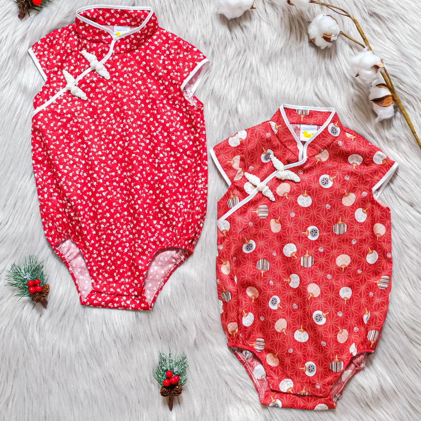 BAJU BAYI ANAK PEREMPUAN UMUR 1-2 TAHUN BABY CHEONGSAM Red Floral Baby Cheongsam Newborn Qipao Congs