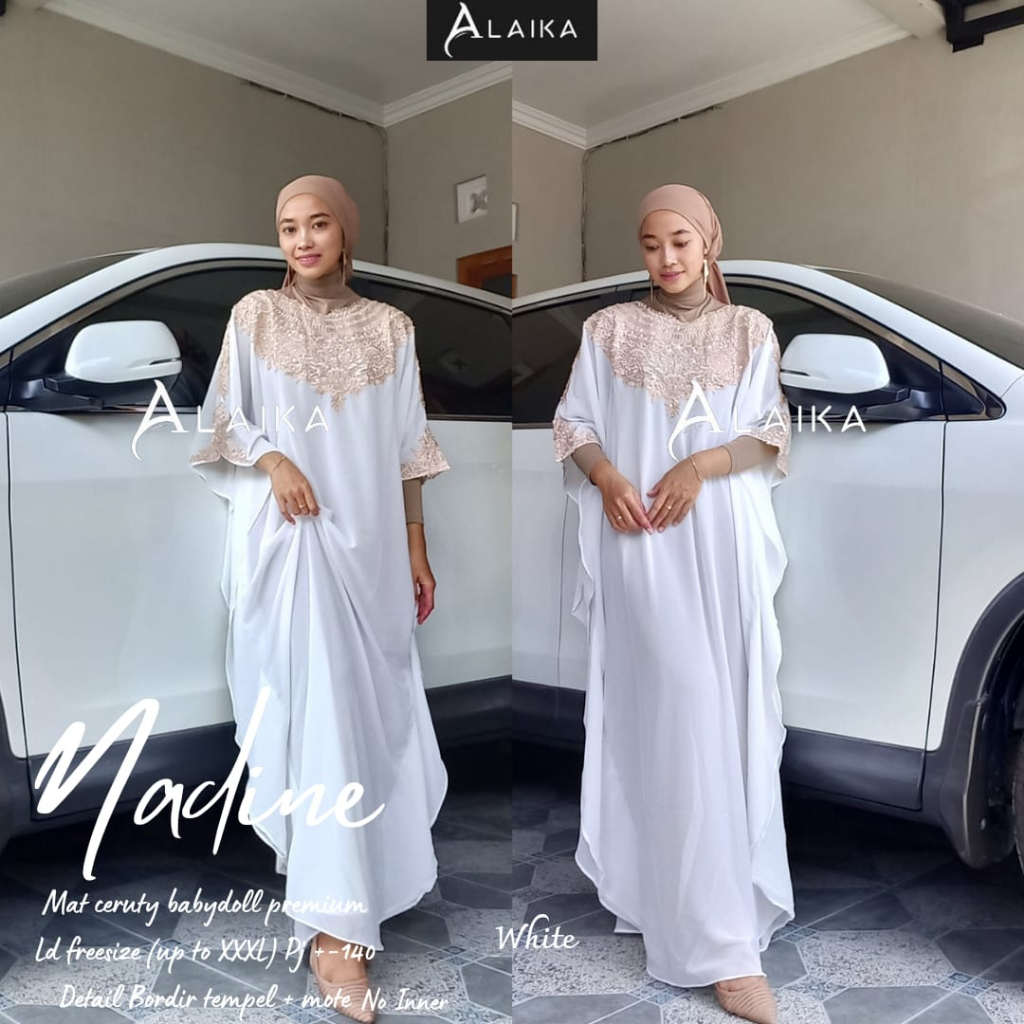 Nadine Kaftan Abaya Muslim Mat Ceruty Babydoll Premium Original Produk By Alaika