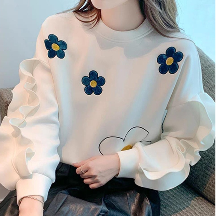 RIMPLE FLOWER SWEATSHIRT TOP WANITA BUNGA CURLY (IC)