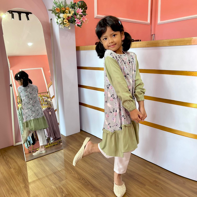 TUNIK IBU DAN ANAK PEREMPUAN KOMBINASI MOTIF ILAYA