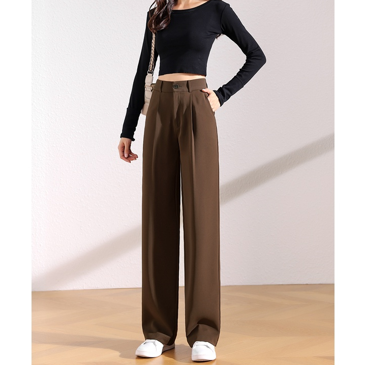 Coklat premium hight waist celana pants wanita terbaru kekinian terbaru