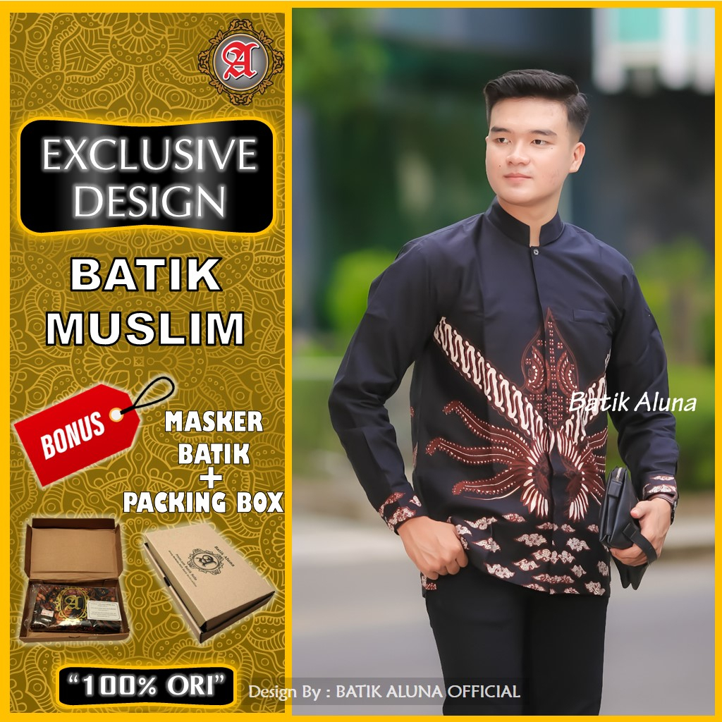Baju Koko Batik Pria Lengan Panjang SlimFit Modern Premium Baju Koko Dewasa Lengan Panjang Batik Pri