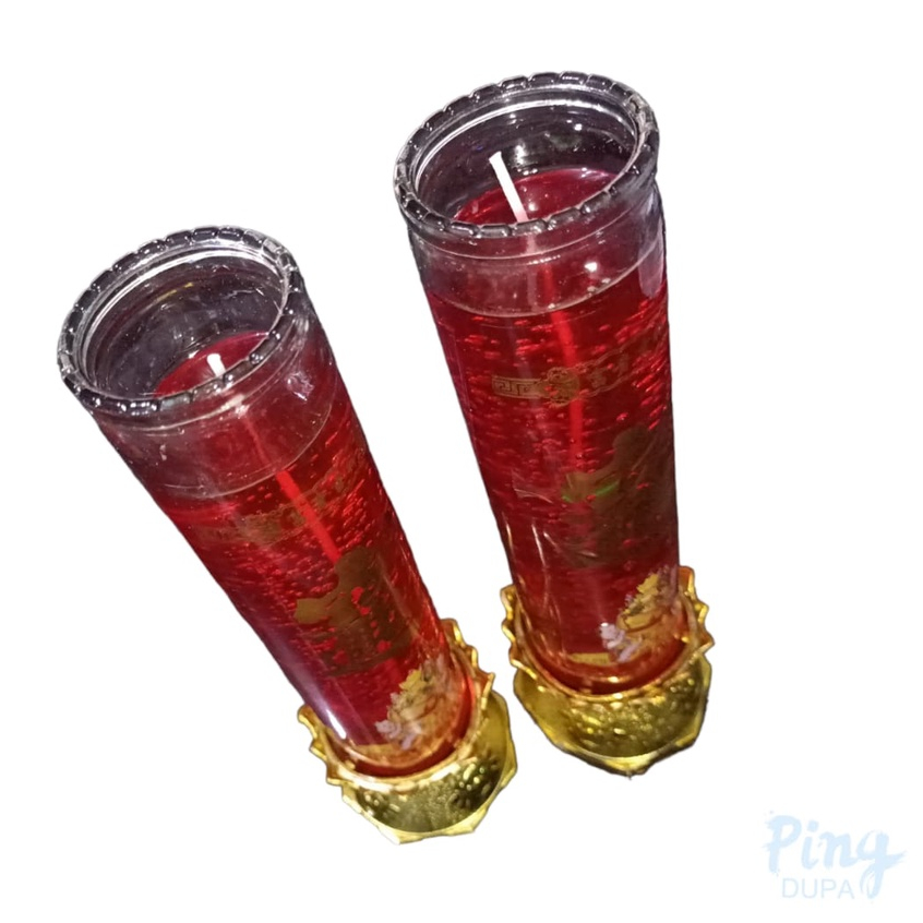 Lilin Jelly Durasi 7 Hari Gelas Ukuran 23,7 cm Warna Merah 107 #5