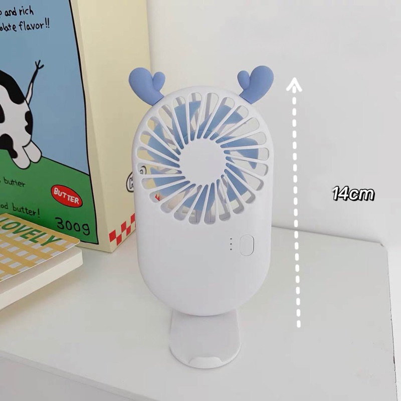 ELAVO ORIGINAL Mini Portable Fan Kipas tangan angin lucu Rusa wireless USB travel standing dock handphone deer