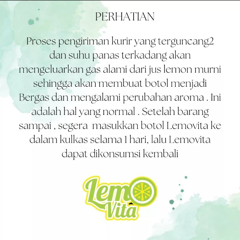 BPOM Halal Lemovita Sari Jus Lemon Murni 100% 250ml Jus Alami Murah