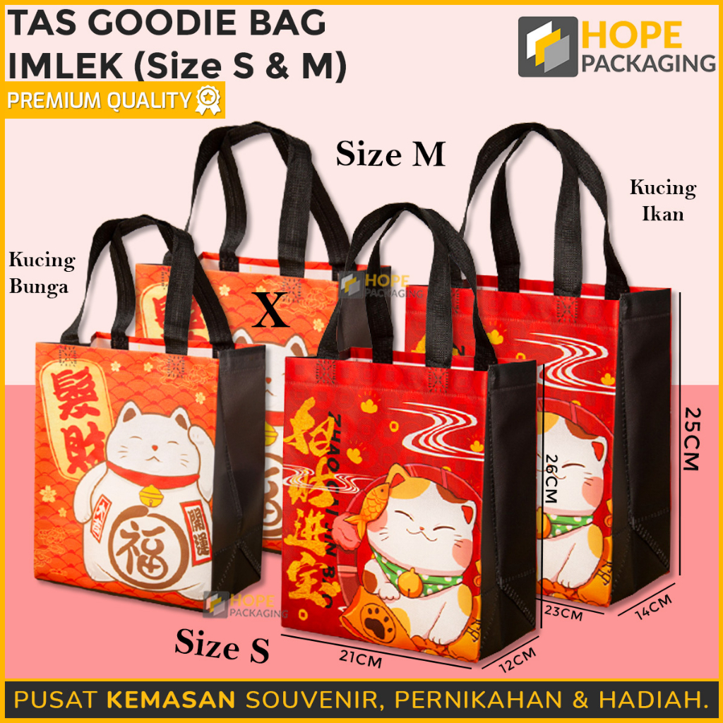 

Tas Goodie Bag Edisi Imlek Size S : 26x21x12 cm / Tas Hampers Souvenir Kue Keranjang / Tas Jinjing Hadiah Imlek / Kantong Bingkisan Souvenir CNY / Tas Imlek