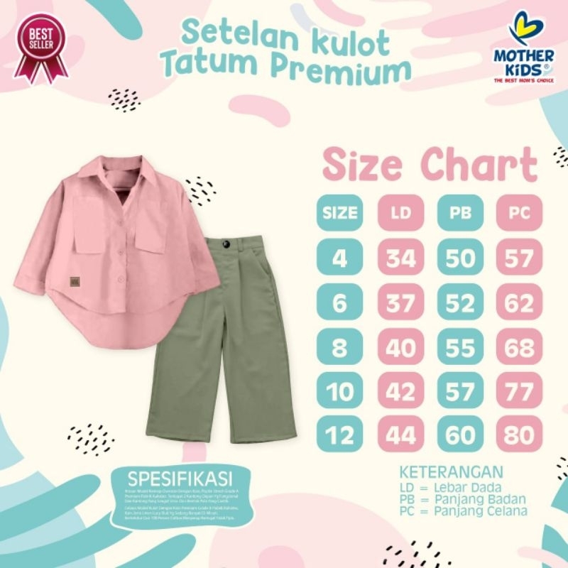 Ready ‼️Set Kulot Girl Tatum Premium by Motherkids Set Kulot Anak Premium