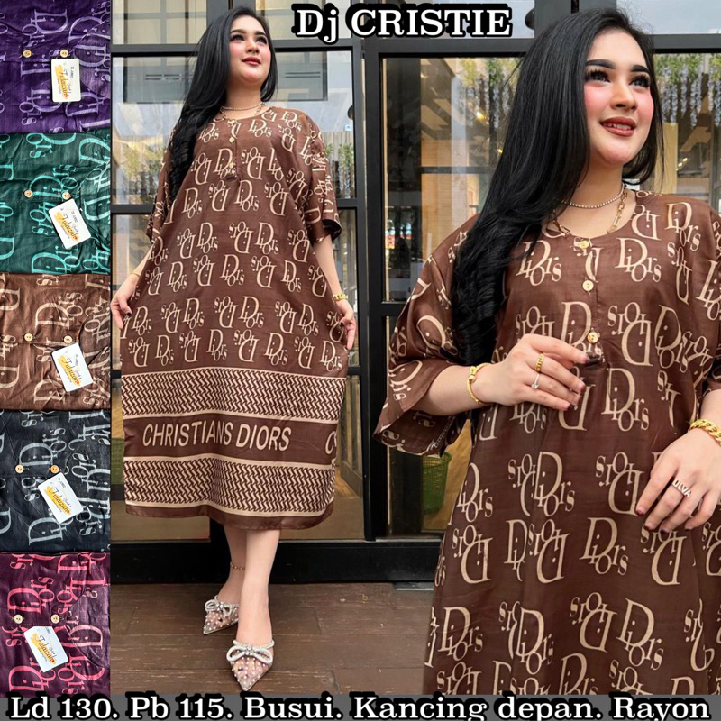 Daster Jumbo Indri Panjang Selutut | Baju Tidur Santai Wanita Kekinian Kancing Depan Bumil Busui Friendly