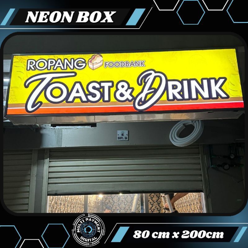 NEON BOX KOTAK 1SISI / PAPAN NAMA TOKO 80CM X 200 + PEMASANGAN