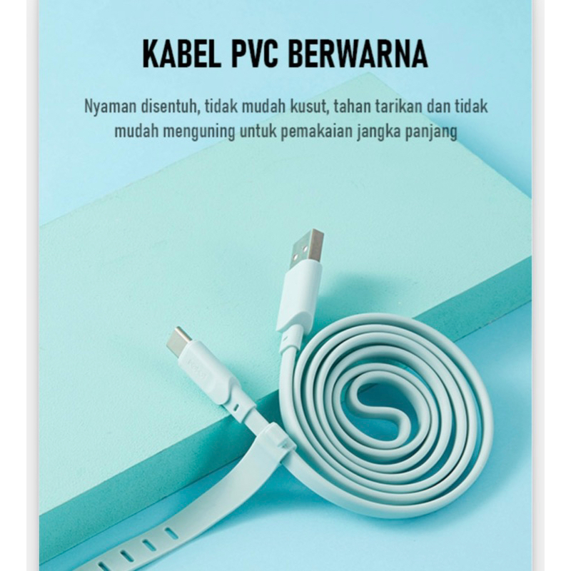 [ROBOT 2.4A] KABEL DATA TYPE C ROBOT COLORFULL FAST CHARGING 2.4A CABLE CHARGER USB TYPE C 100CM