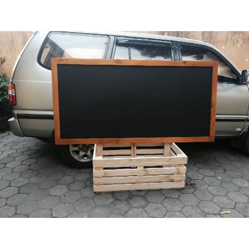 Papan Menu Dinding Papan Tulis Kapur 200x100 cm Kayu Jati Belanda Papan Menu Kafe