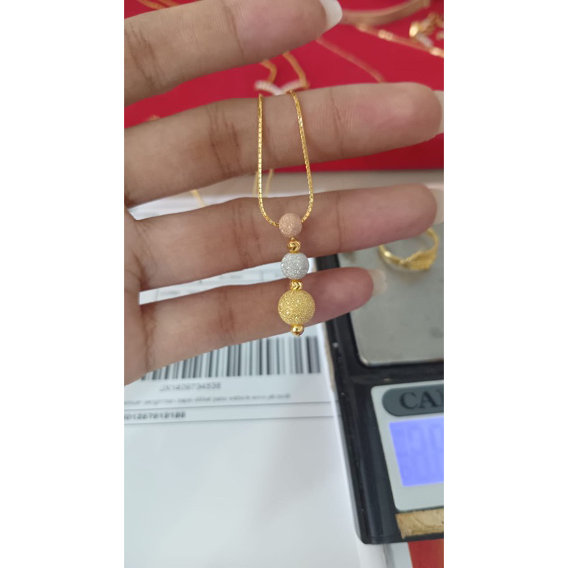 Kalung emas asli UBS700 dewasa model itali set boba