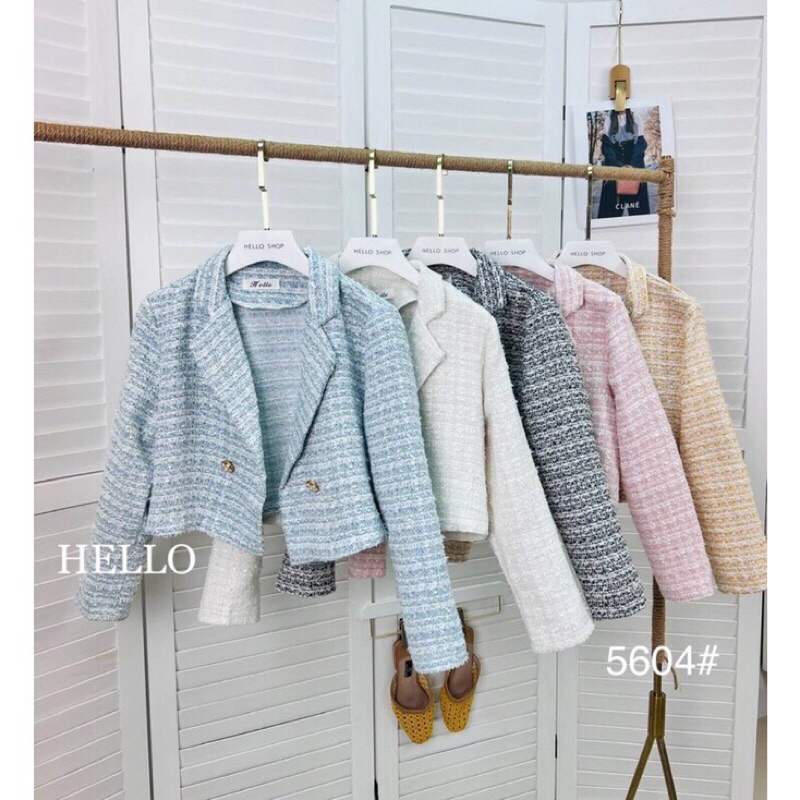 Crop White Tweed Blazer