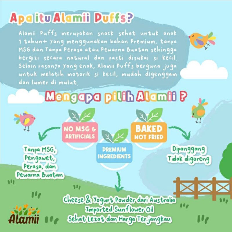 Alamii Puffs Alamii Puff Cemilan / Snack Bayi &amp; Anak Alami puff Sehat Non MSG