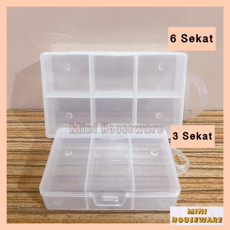 Kotak Plastik Mini 3 Sekat / Kotak Plastik Mini 6 Sekat / Kotak Obat