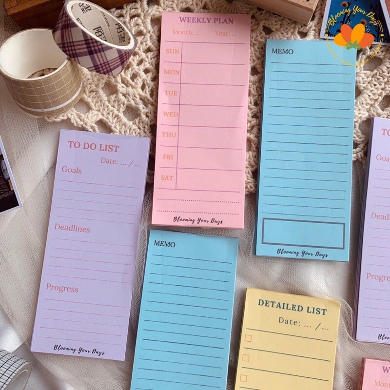 To Do List Pastel Colour Mini Weekly Monthly Planner Aesthetic Memo Catatan