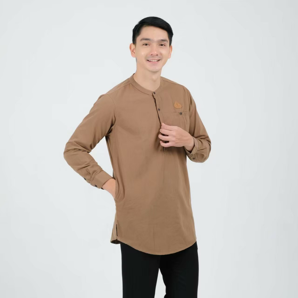 Kurta Pakistan Al Koko Lengan Panjang Baju Koko Pria Dewasa Dengan Motif Polos