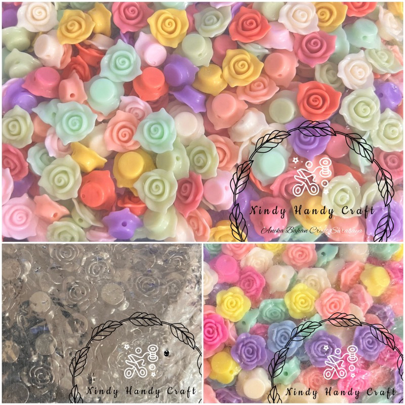 Grosir 250gram Manik Bunga 2cm/pak (180pcs) - Manik Bunga Mawar - Monte Bunga