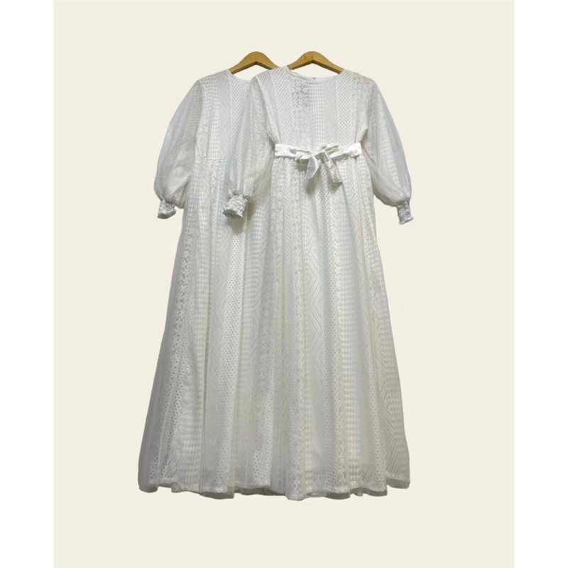 gamis lace brukat lapis tile khusus putih