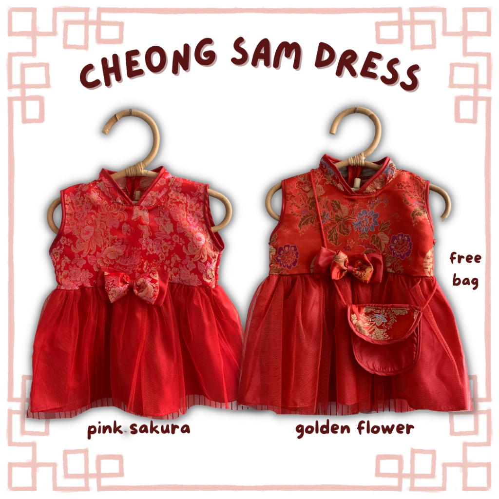 cheong sam tutu dress baju dress anak balita cheong sam imlek balita 6 -18 bulan