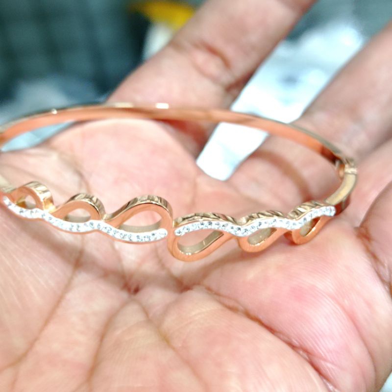 Gelang titanium bangle anti luntur titanium rose gold