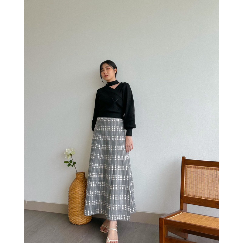 KANON - Agatha Knit Skirt - Rok rajut wool premium A-line musim dingin maxi length